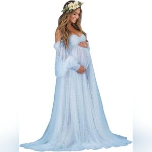 Elegant Blue Maternity Gown